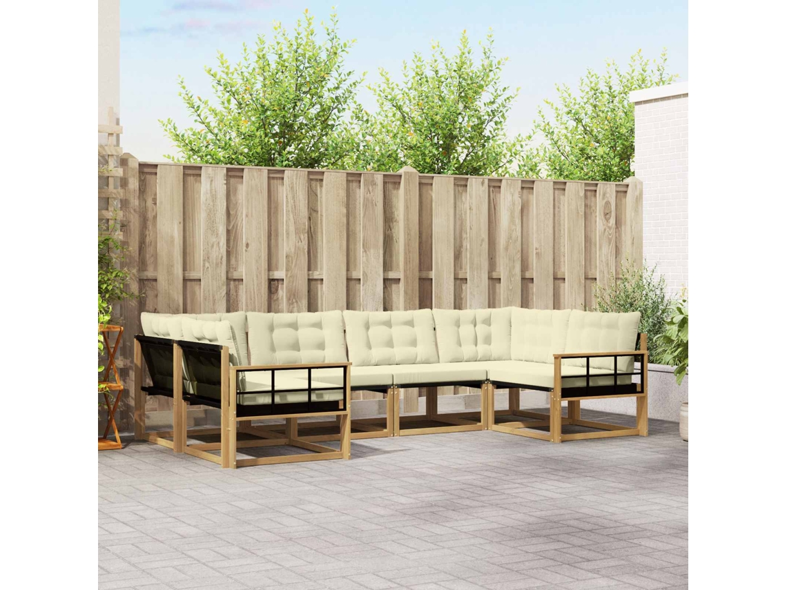 Vidaxl Conjunto De Sofás Para Exterior 6 Unid. Branco E Creme