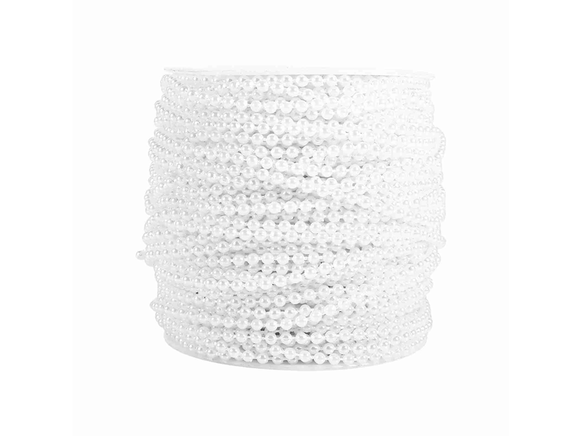 Laxiscreed Fio De Pesca De 50m Com Miçangas De 3mm Para Decoração De Casamentos E Arranjos White