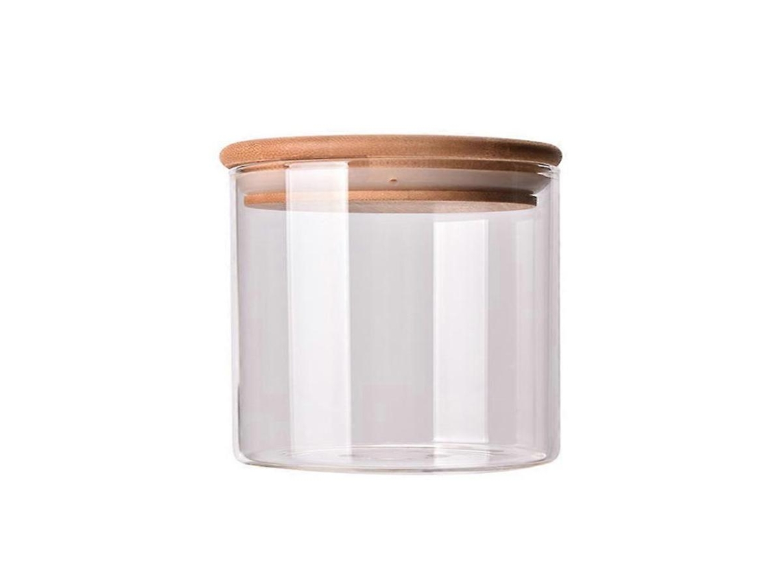 Lurelia Food Container 1 Peça 550 Ml em Vidro e Madeira, Hermético, Com Vedação, Com Tampa, Transparente