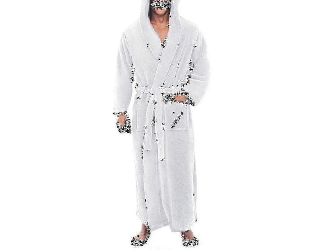 Roupa De Banho Masculina Confortável De Poliéster Com Bolsos E Laço Interior Para Inverno, Primavera E Outono Branco