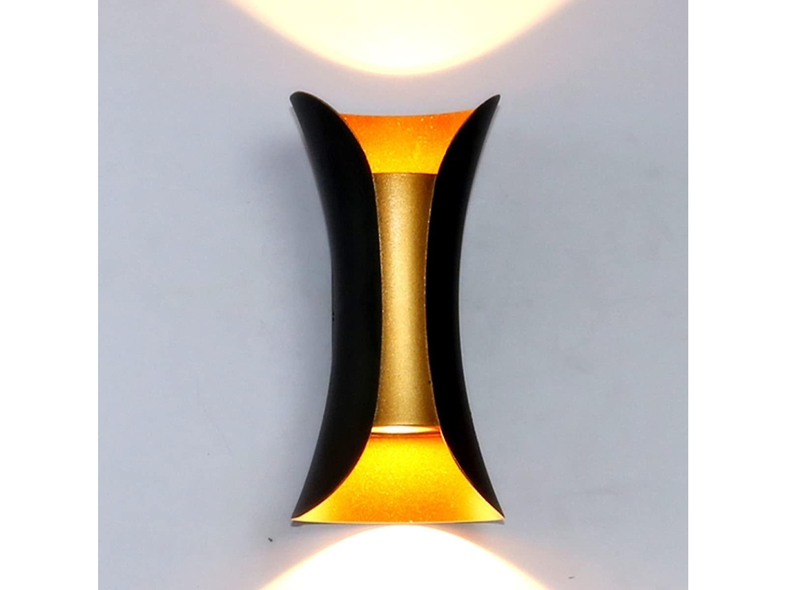 Rebe lâmpada de Parede Moderna 10w Led 3000k Branco Quente Ip65 Alumínio Preto Dourado para Quarto Sala de Estar Corredor Interior Exterior
