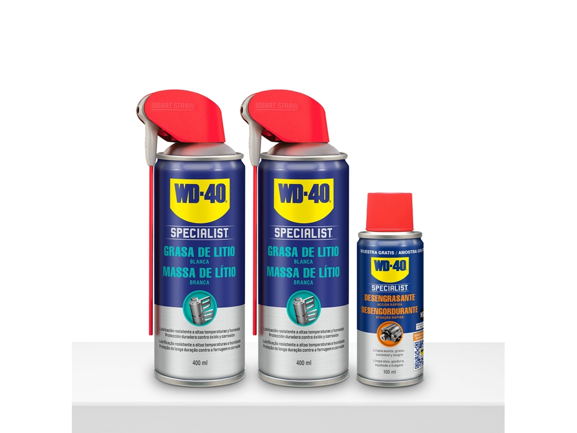 Bipack De Spray Grasa Blanca De Litio 400ml Com Amostra De Desengrasante 100ml Grátis Wd 40