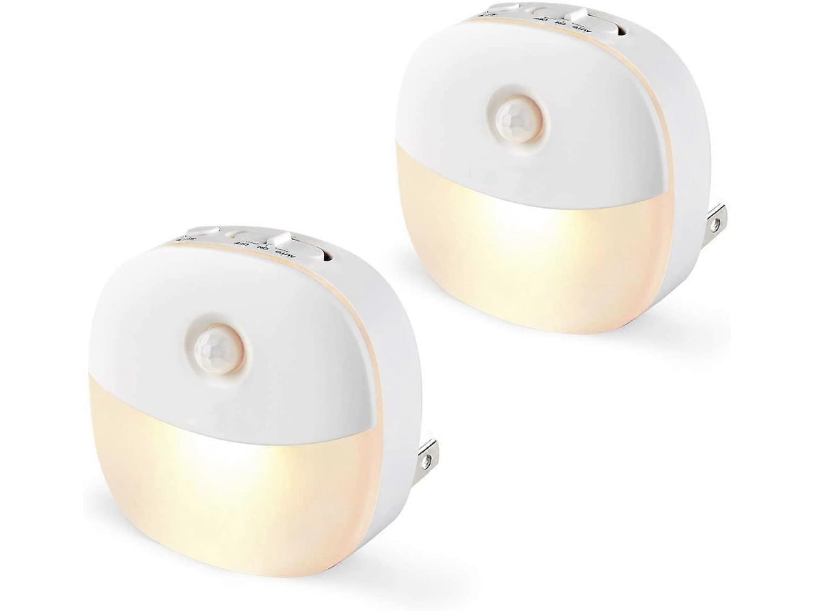 Luz Noturna Led Com Sensor De Movimento E Plug In Luz Noturna Led Branca Quente Com Sensor De Movimento Crepuscular Aquaforge (pacote Com 2)