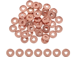 Healeved Conjunto De 50 Discos Plástico Em Formato Coração, Argolas Rosa, Tamanho Pequeno, Para Cadernos, Agendas E