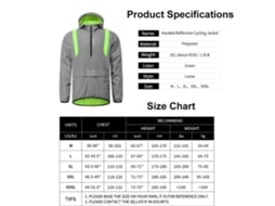 Jaqueta Reflectiva para Ciclismo Masculina Impermeável com Capuz S/MARCA