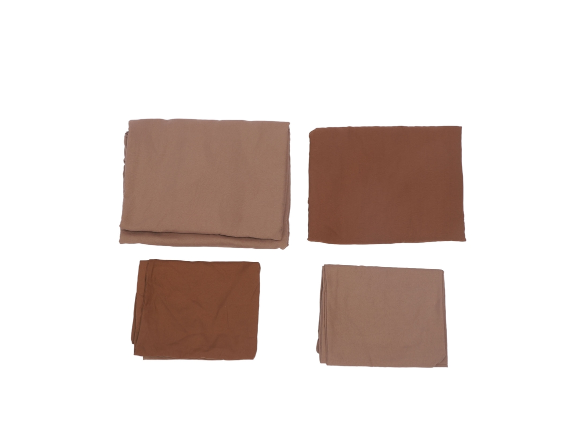 Conjunto de lençóis 4 peças de algodão lavado para cama nórdica Queen Marrom S/MARCA