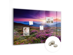 Quadro De Vidro Magnético Flores Ao Nascer Do Sol Para O Quarto Das Crianças Espelharte (90x60 Cm)