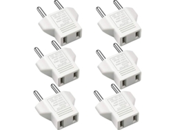Adaptador Eu para EUA, pacote com 6 plugues de 2 pinos | S/MARCA