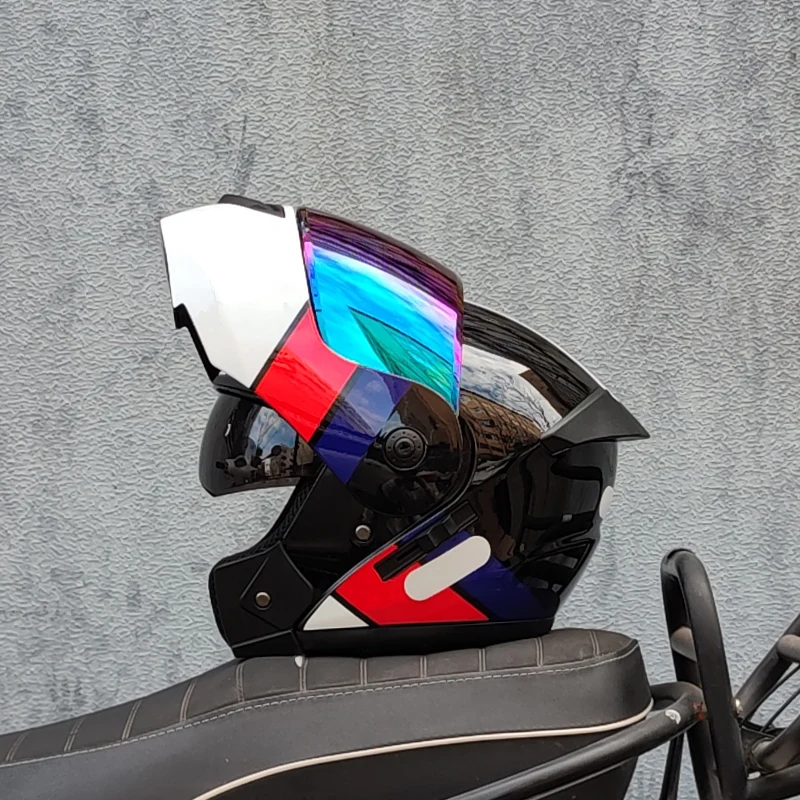 (l) Capacete Flip Para Motocicleta Com Certificação Dot Mais Recente E Viseira Integrada.