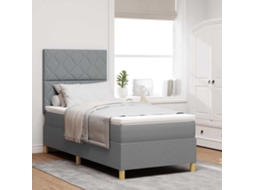 Vidaxl Cama Box Com Cabeceira Cinzento-claro 100 X 200 Cm Tecido