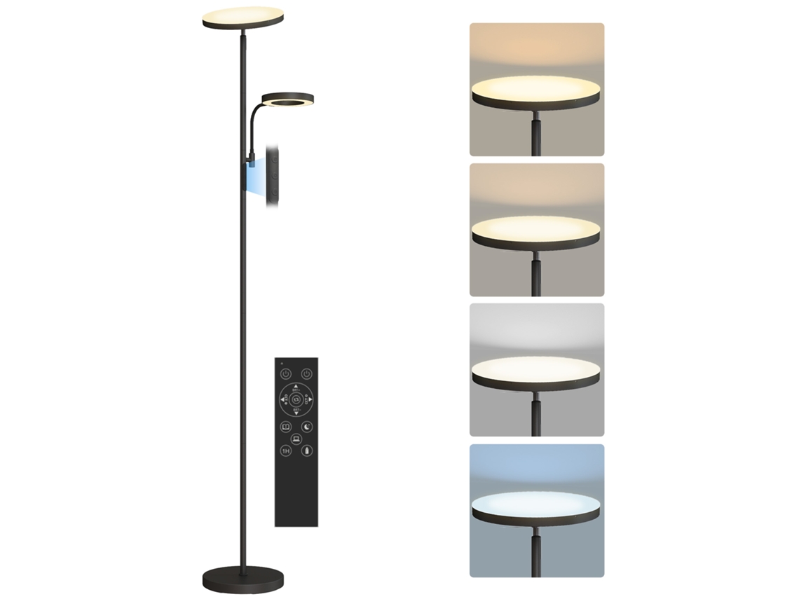 Luminária Chão Led 42w, Intensidade Regulável, 2700k-6500k, 4 Cores, 4 Modos Cena, Controle Remoto/toque