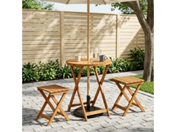 Vidaxl Mesa De Jardim Dobrável Natural Ø60 X 75 Cm