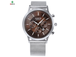 Reloj Analógico De Cuarzo Para Hombres Impermeable Pulsera Acero Inoxidable Café