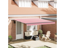 Vidaxl Toldo Retrátil Vermelho E Branco 400 × 350 Cm Poliéster
