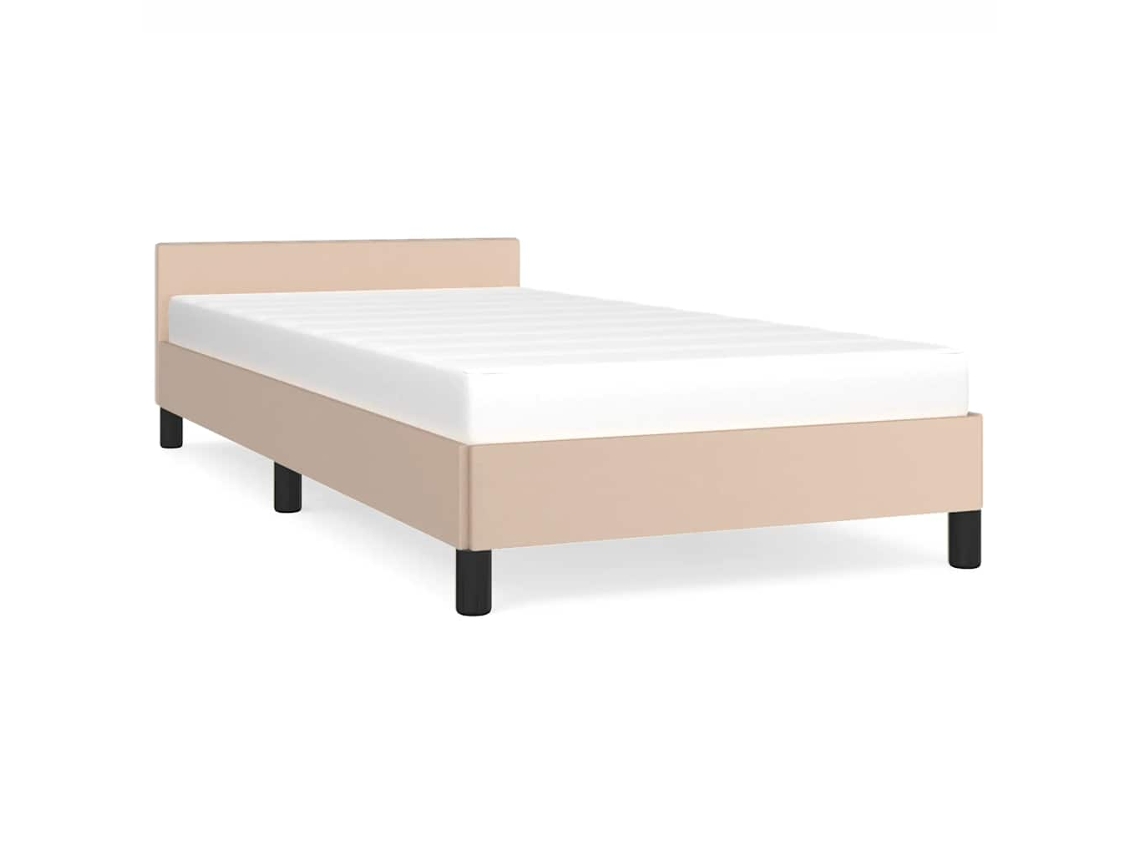 Bed Frame With Headboard, Bed Frames With Headboard Vidaxl Marrom Couro Artificial (90 X 190 Cm)