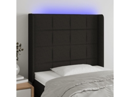 Vidaxl Cabeceira De Cama C/ Luzes Led Tecido 93x16x118/128 Cm Preto