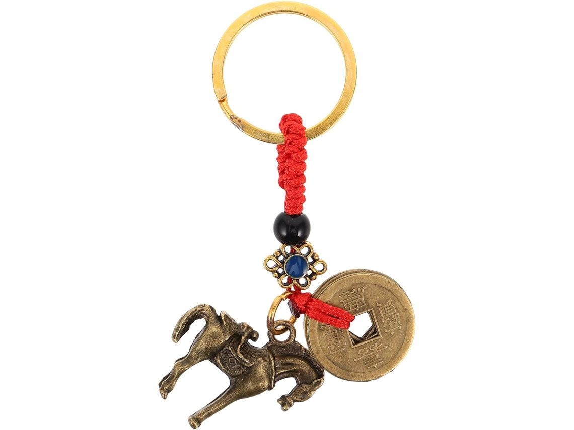 Chaveiro/pinente De Carro Em Latão Dourado Com Cavalo Feng Shui, Ornamento Para Penduração