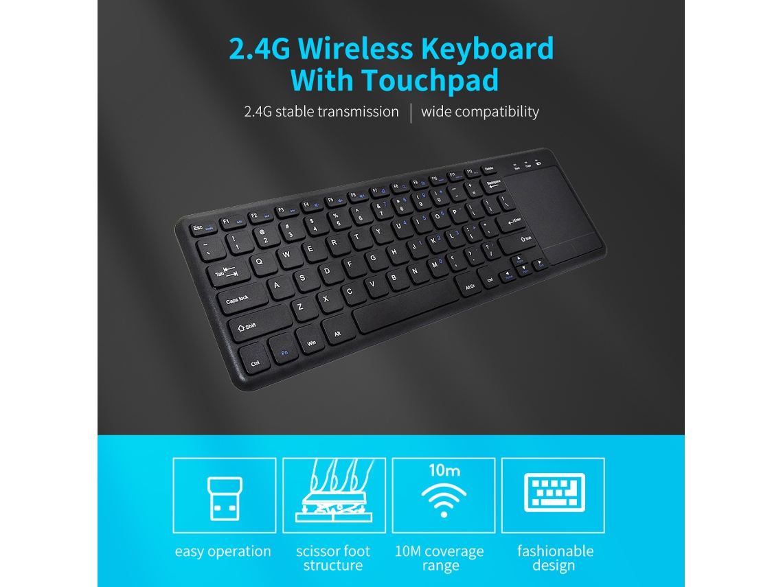 Teclado LAXISCREED Sem Fio 2.4g Touchpad