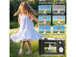 Câmera Digital Infantil Tela De 2.4 Polegadas 4k Hd Câmera Ccd Compacta 32gb Preta Yemaesre