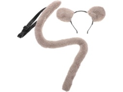 1 - Cabeça E Orelhas De Pelúcia Com Cauda, Acessórios De Fantasia Para Cosplay, Halloween E