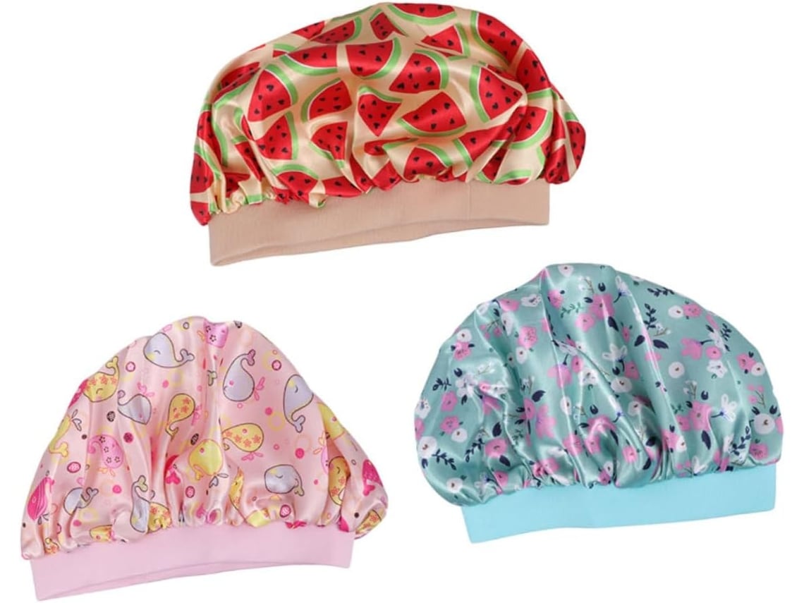 Conjunto De 3 Toucas De Cetim Para Dormir, Para Meninos E Meninas, Cobertura Total Da Cabeça, Seguras.