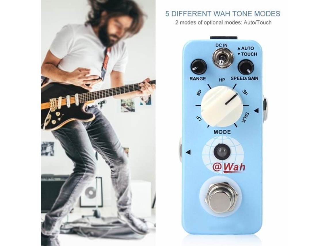 Pedal Mini Wah, 5 Modos de Som, Carcaça Metálica, Interruptor AQUAFORGE