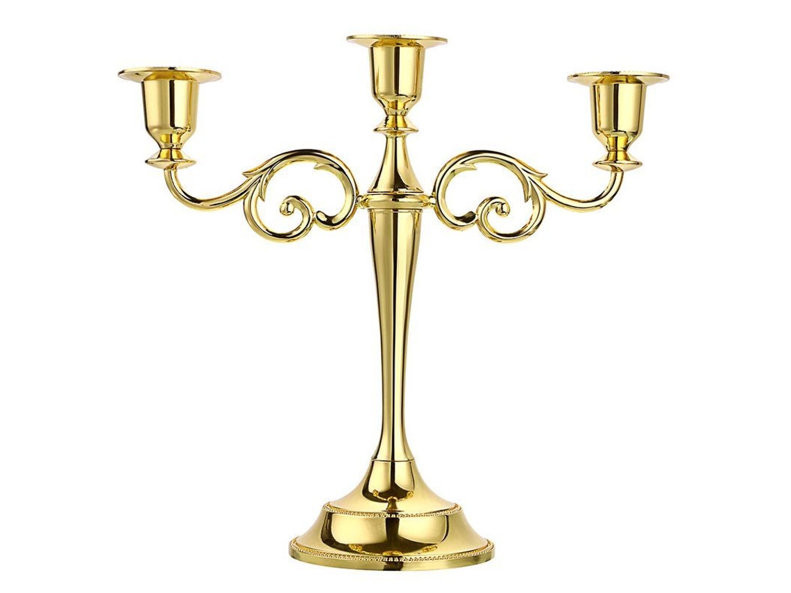 2026 porta Velas de Metal de 3 Brazos Dorado Estilo Europeo Elegante para Hogar Y Ocasiones Especiales