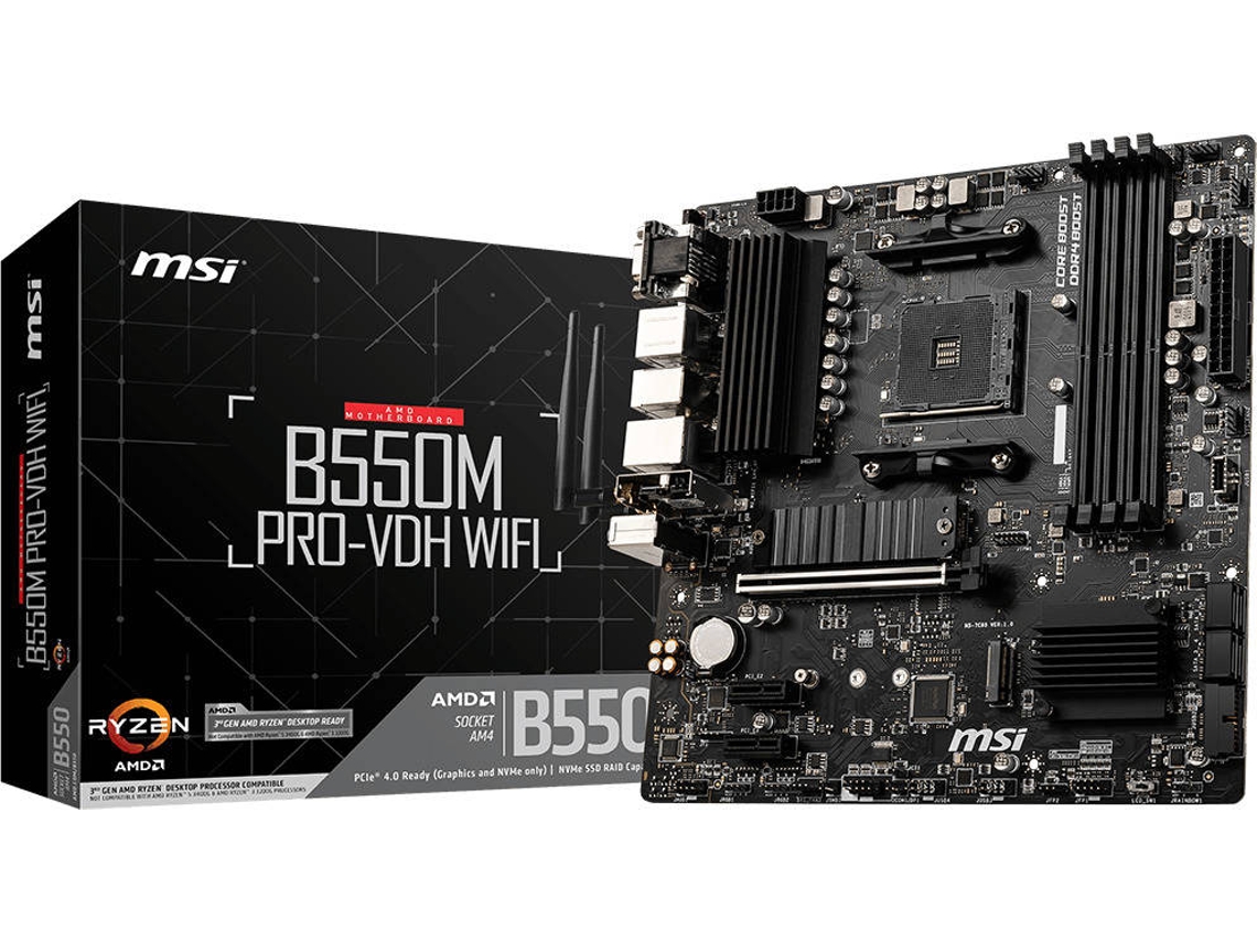 Motherboard MSI B550M PRO-VDH WIFI (Socket AM4 - AMD B550 - Micro ATX)