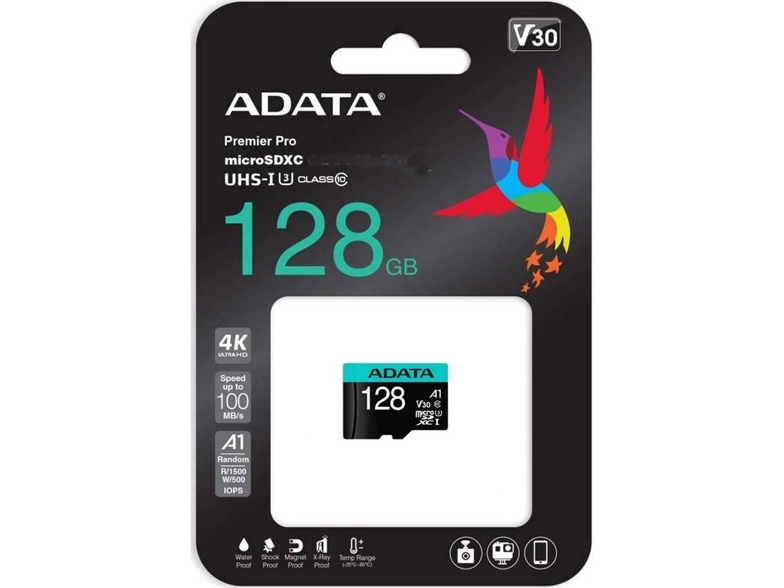 Cartão de Memória Micro SDXC ADATA UHS-I (128 GB - 100 MB/s - Class10) + Adaptador
