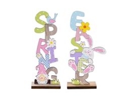 2 peças decoração de páscoa boneco de madeira letras artesanato ornamentos para mesa presente infantil S/MARCA