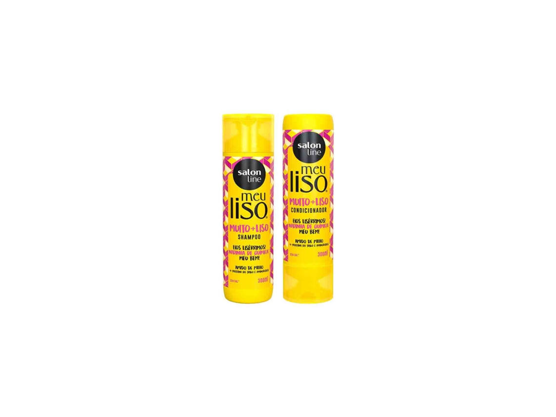 Coffret de Cabelo SALON LINE Kit Liso Amido De Milho Shampoo + Condicionador (300ml+300ml)