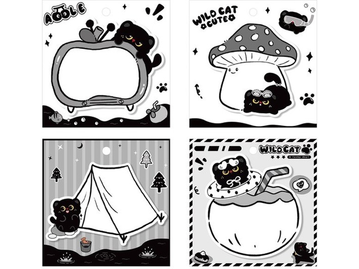 Bloco De Notas 240 Folhas - Autoadesivo - Desenho De Gato - Portátil - Material Escolar/escritório - Muito Versátil - Anotações Adesivas