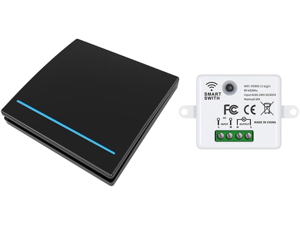 Yiyao Interruptor Inalámbrico Inteligente Tuya Wifi Rf433mhz, 1-unidade, Controle Remoto, Iluminação De Pared