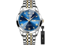Lurelia Relógio Masculino, Movimento De Quartzo, Analógico, Data/calendário, Aço Inoxidável, Azul