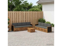 Vidaxl Conjunto De Sofás Para Exterior 9 Unid. Natural E Antracite