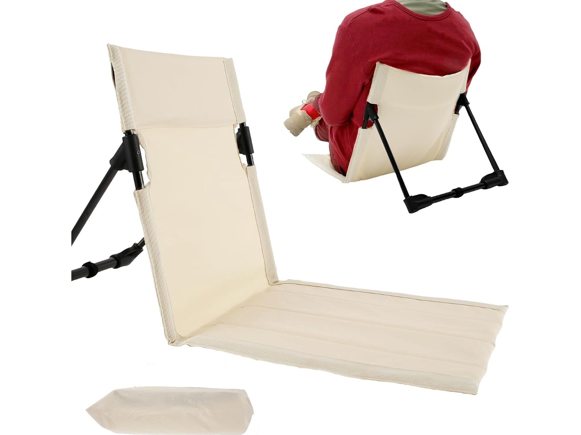Cadeira de Camping AQUAFORGE, dobrável, cor off white, com bolsa, para pesca e trilhas