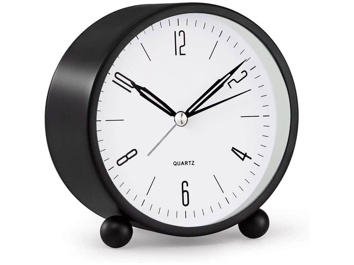 2026-reloj Despertador Analógico 4 Polegadas Silencioso Com Luz Noturna Bateria Para Quarto Preto