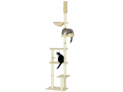 Arranhador para gatos do chão ao teto, 230-250cm, com múltiplas plataformas, rede, bolas suspensas BEGE S/MARCA