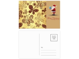 Conjunto de 20 Cartões postais com Papai Noel e Borboletas Amarelas Amarelo 14,6 X 9,8 Cm