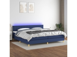 Vidaxl Cama Box Spring C/ Colchão E Led 200x200 Cm Tecido Azul