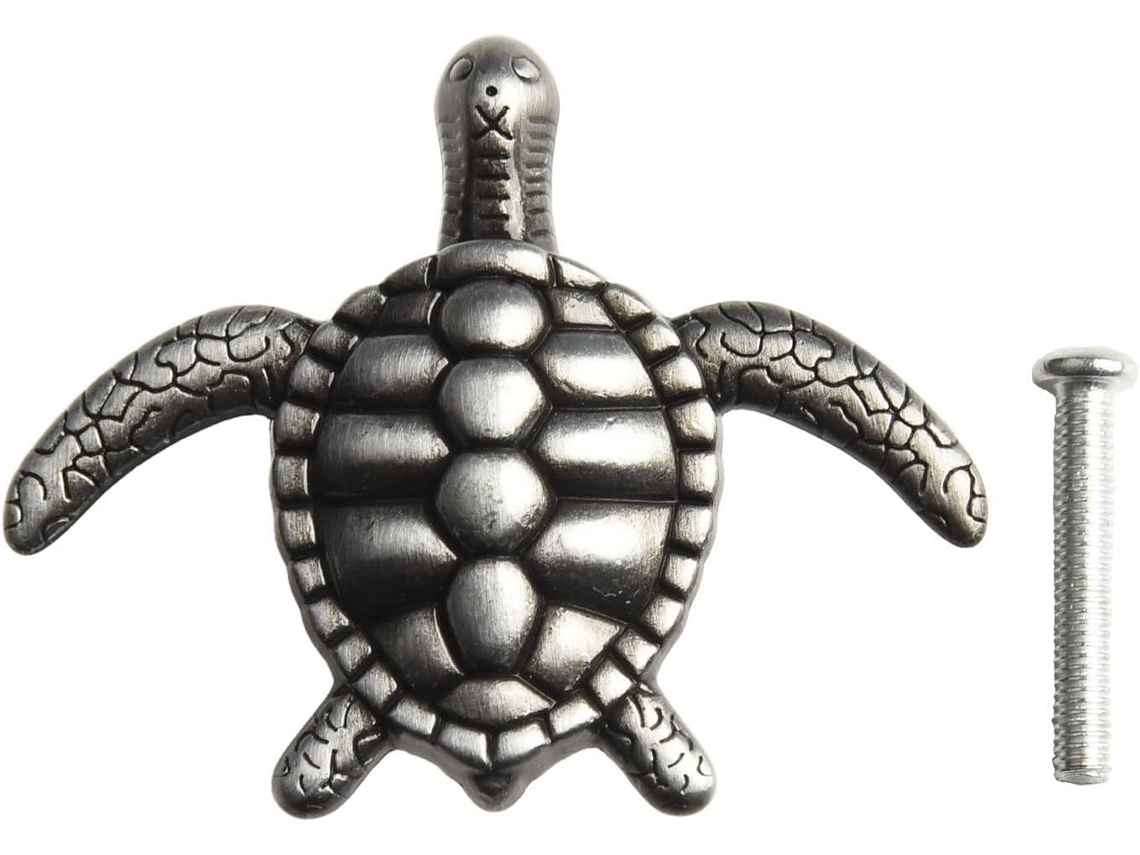 Puxador De Armário Em Liga Zinco Formato Tartaruga Para Quarto Infantil Móveis Com Design Animal, 59x48mm, Acabamento