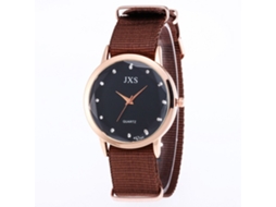 Relógio feminino moderno de quartzo com pulseira de nylon e cristal simples.