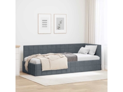 Vidaxl Estrutura De Cama De Canto Cinza Escuro 80 Cm X 200 Cm Veludo