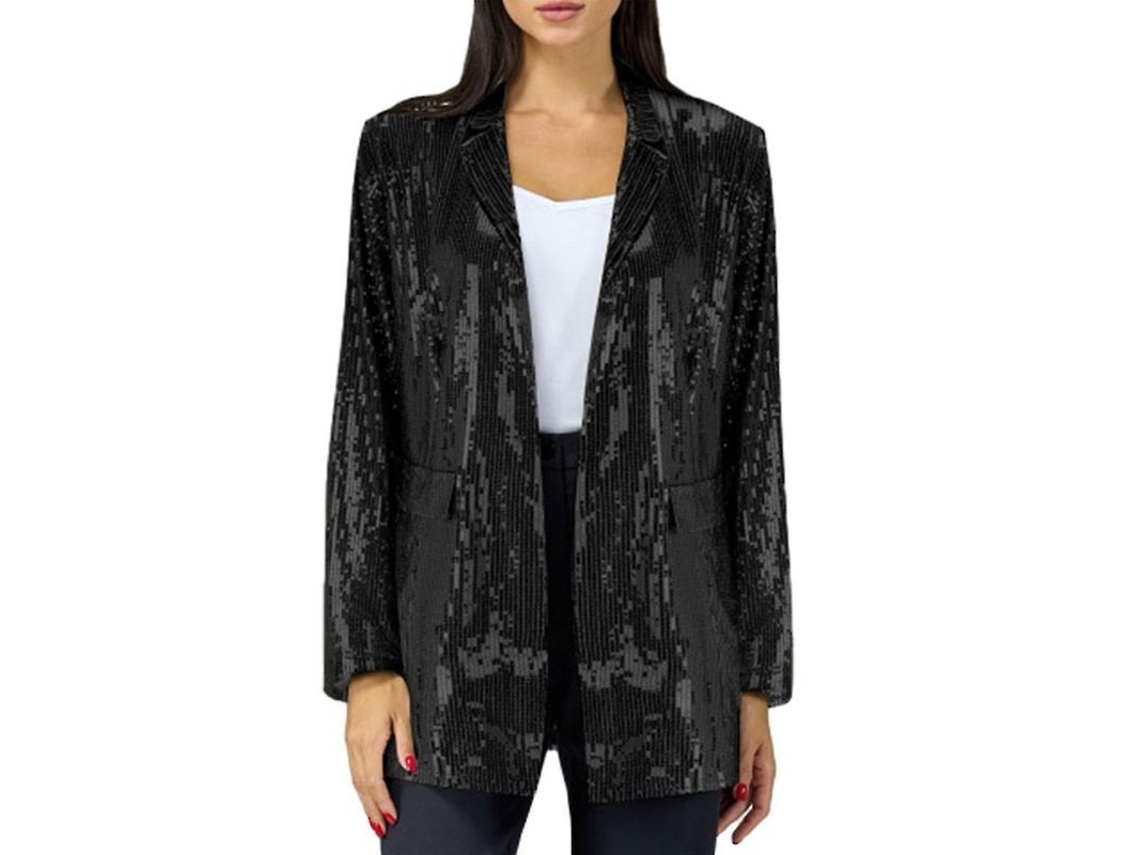 2026 chaqueta de Lentejuelas para Mujer Casual Con Cierre Abierto Blazer de Manga Larga