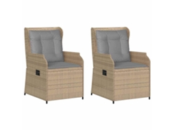Conjunto 2 Banco De Jardim Vidaxl Bege Vime Pe (55 X 67 X 95 Cm)