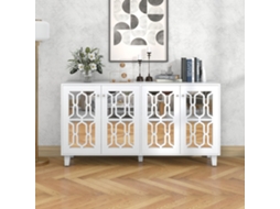 Cômoda Espelhada Branca 4 Paineis Laminados Portas Removíveis Design Elegante ZIWEI STORE