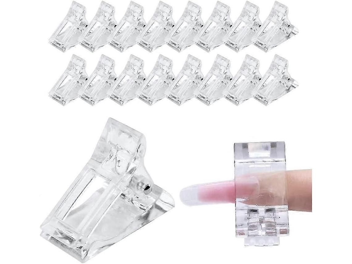 Conjunto de 5 Clipes Transparentes para Unhas Postiças, Ferramentas Manicure, Extensão Unhas, Cli Pes Plástico Prender U GOKOCO