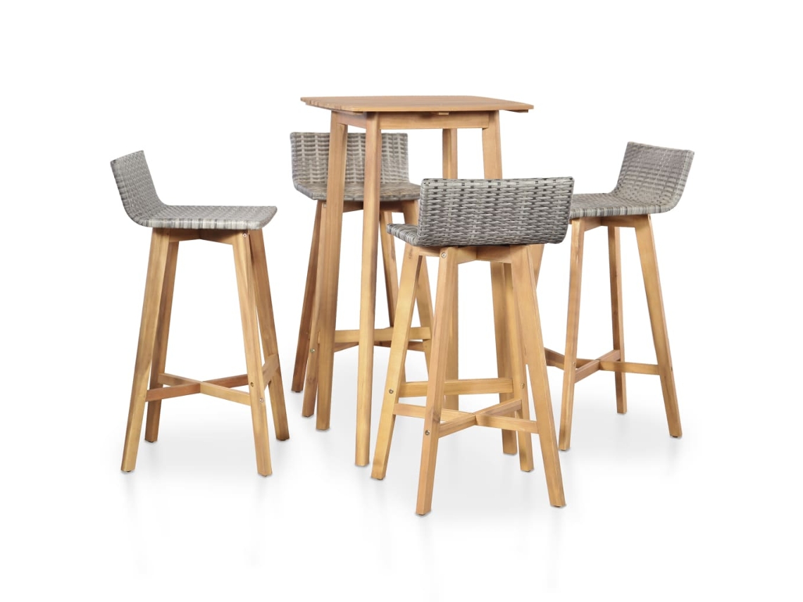 Vidaxl 5 Pcs Conjunto De Jantar Exterior Madeira Acácia Maciça