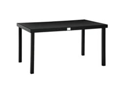 Mesa retangular de jardim para 6 pessoas, com tampo ripado em alumínio (140x90x74 cm) preta ZENCORE SERVICES