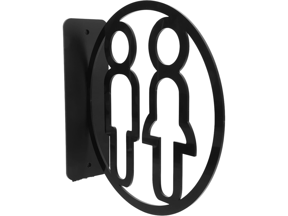 Placa De Banheiro Para Homens E Mulheres, Design Dupla Face, Acrílico Preto, Instruções Claras, Adequada Para Empresas E